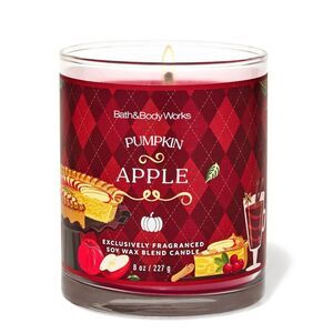 Bath & Body Works Fall Autumn Pumpkin Apple Single Wick Candle 8oz NEW
